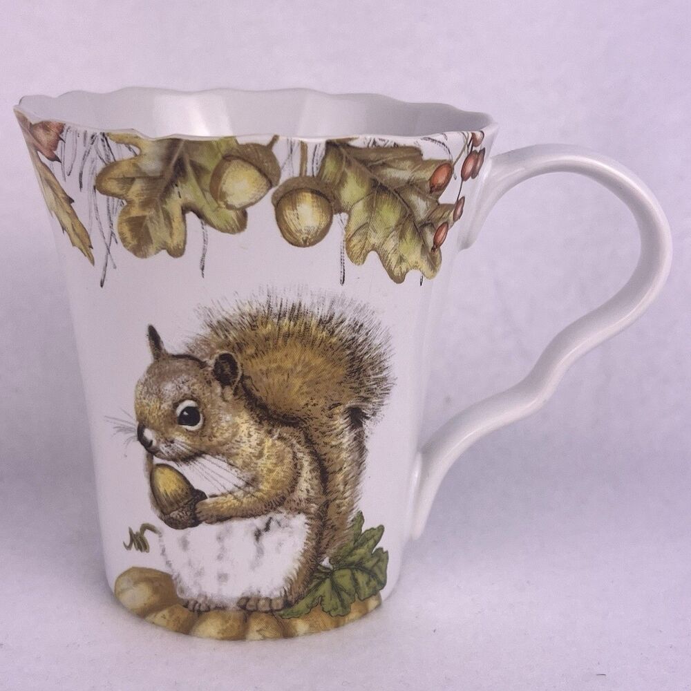 PIER 1 IMPORTS MAZEY THE SQUIRREL FALL CUP MUG PUMPKIN LEAVES SQUIRREL